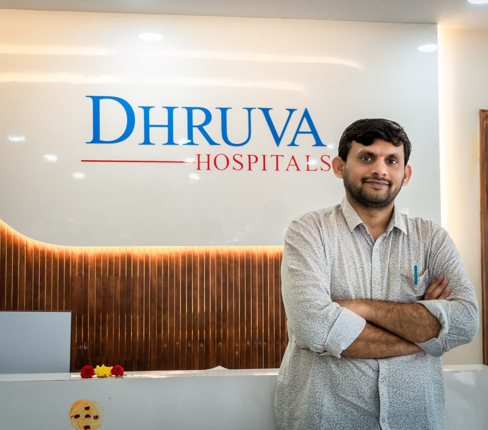 Dr. Sudarshan Reddy K at the reception of Dhruva Hospitals, Kadapa