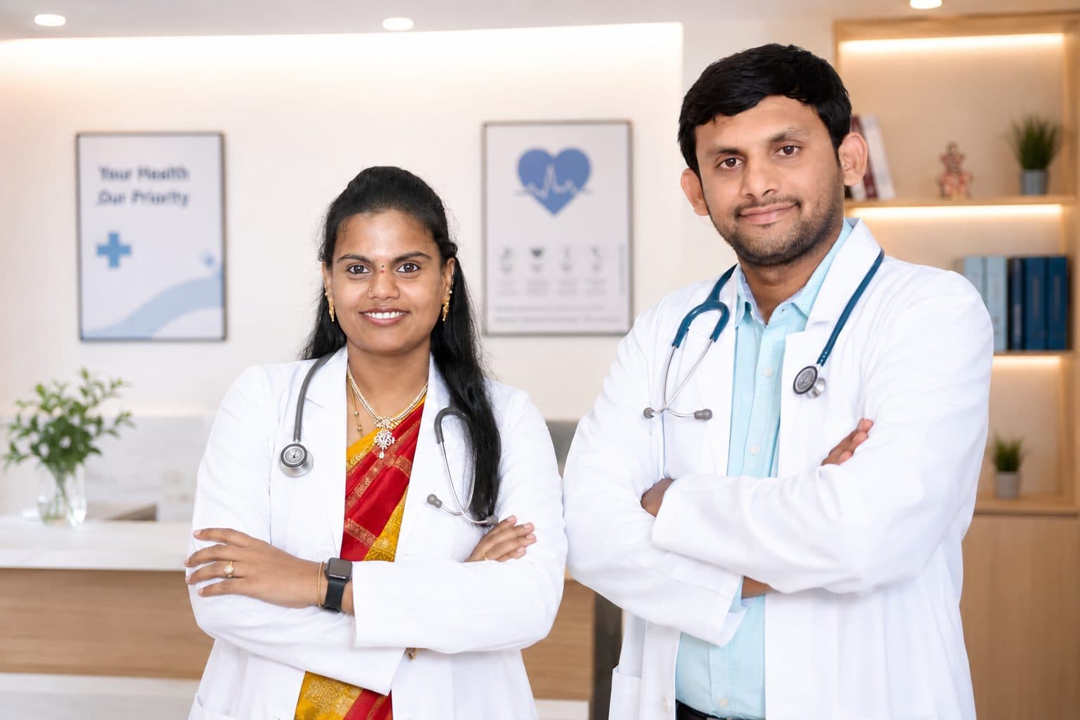 Dr. S Mounika Reddy and Dr. Sudarshan Reddy K at Dhruva Hospitals, Kadapa
