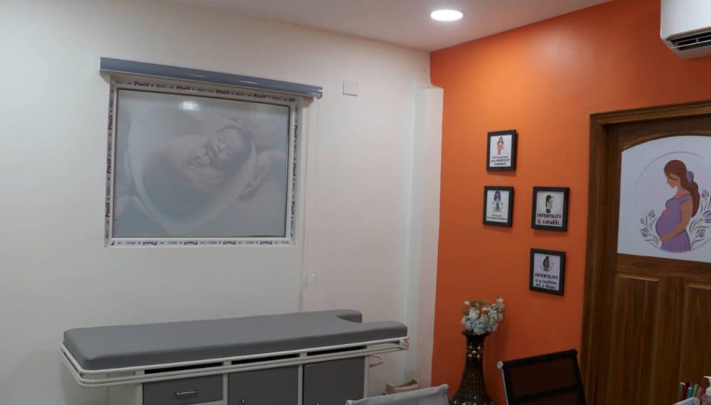 Consultation room with an examination bed