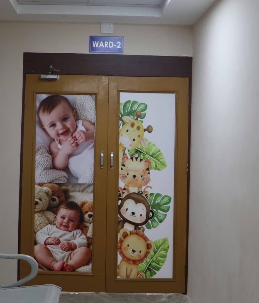 Entrance to the paediatric ward at Dhruva Hospitals